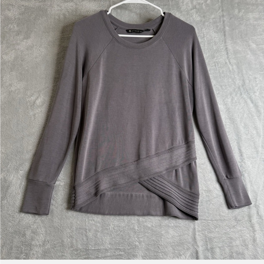 Athleta Sweater Womens XS Purple Serenity Criss Cross Modal Blend Athleisure Gym